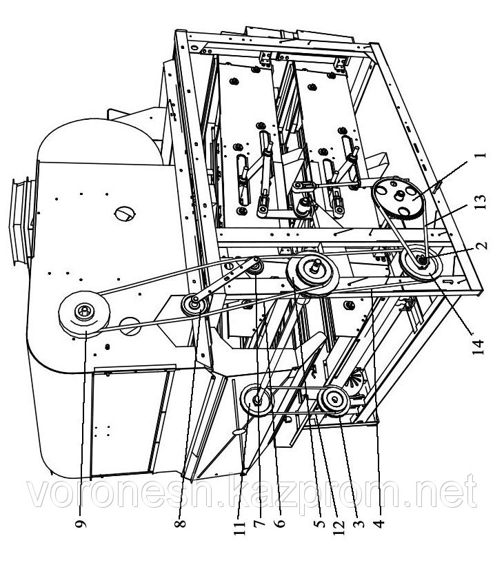 Схема расположения звездочек,роликов,шкивов,ремней и цепей
